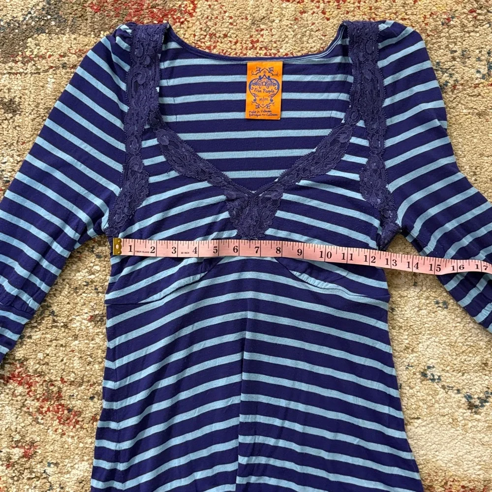 Vintage Free People V-Neck Striped Top